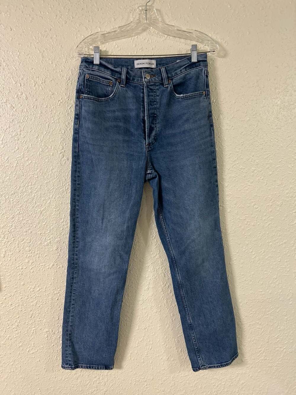 Denim Forum Women’s Straight Leg Jeans - Medium Blue Wash